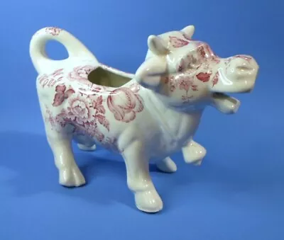 Vintage ALFRED MEAKIN COW CREAMER - RED FLORAL Pattern Staffordshire 7.5  Long • £28.91