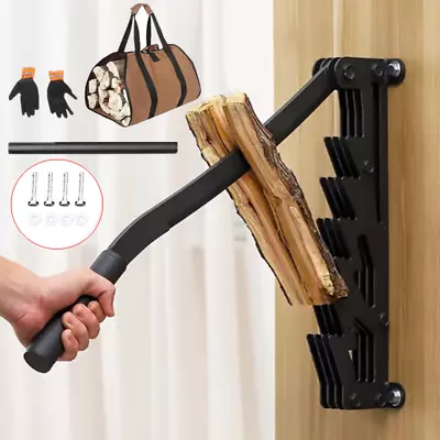 Upgrade Wall Mounted Kindling Splitter With Firewood Carrier Bag And Gloves • $80.55