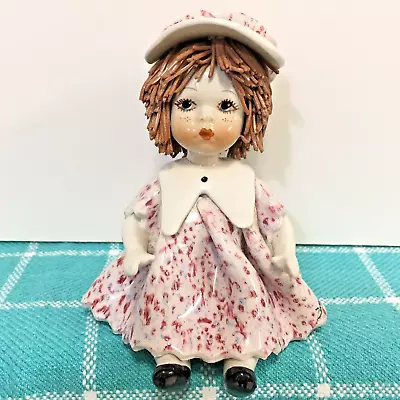 LINO ZAMPIVA Signed Ceramic Spaghetti Hair Girl Doll Figurine Vintage Italian • $49.99