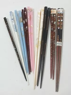 Vtg Japanese Chopsticks Lot Some Etched  Brown Black Lucite /Mother Of Pearl • $22