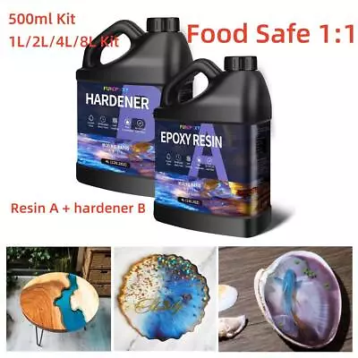 Clear Epoxy Resin - 500ml 1L 2L 4L 8L Kit - Food Safe 1:1 AB- Fast Cure DIY Art • $18.50