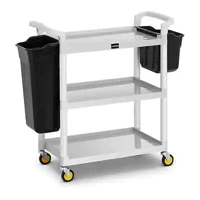£219 • Buy Hotel Service Cart + 2 Containers 3 Shelves Cleaning Housekeeping Trolley 150kg