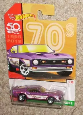 2018 Hot Wheels Drag Race Car '71 Mustang Mach 1 Purple Schmurple MOC 70's 50th • $5.99