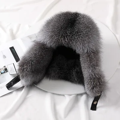 Men's Genuine Fox Fur Hats Russian Ushanka Sheepskin Trapper Hat Ski Earlap Caps • $48.59