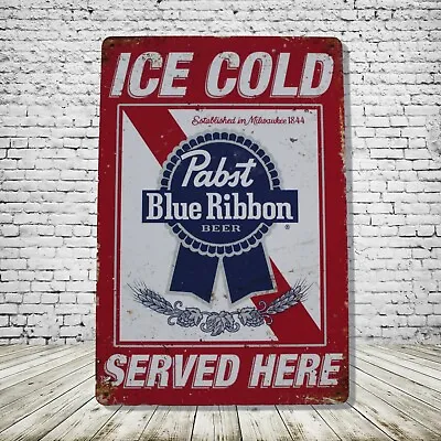 Pabst Blue Ribbon Vintage Style Tin Bar Sign Poster Man Cave Collectible New • $9.99