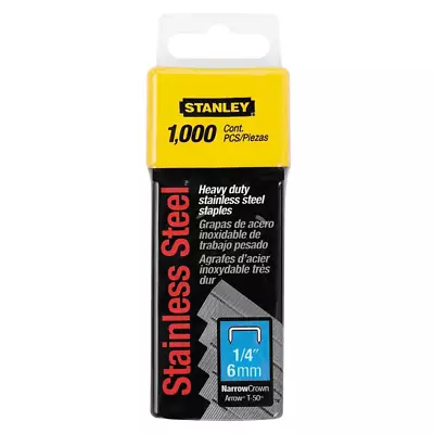 Heavy Duty Stainless Steel Narrow Crown Staples 1/4in 1000 Box Fits TR100 TR200 • $12.50