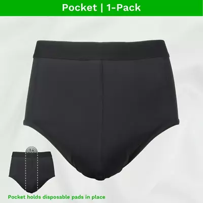 Men's Pocket Brief Underwear For Absorbent Pad- Keeps Disposable Pad In Place • $27.95