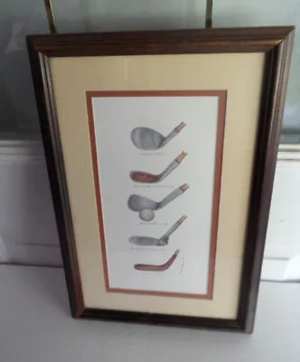 Double Matted Gallery Framed MARTHA HINSON Print Depicting GOLF CLUBS Golfing • $14