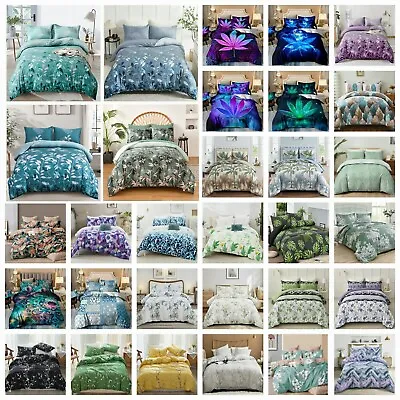 Soft Palm Leaves Doona Duvet Quilt Cover Set Queen King Size Bedding Pillowcases • $36