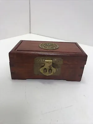 Vintage Oriental Style Jewelry Box/ Wood With Brass • $26