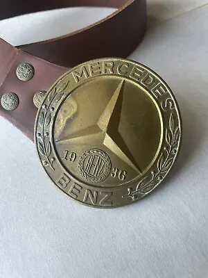 Vintage MERCEDES-Benz Belt Buckle 1936 Bay State Jeweley With Leather Belt • $175