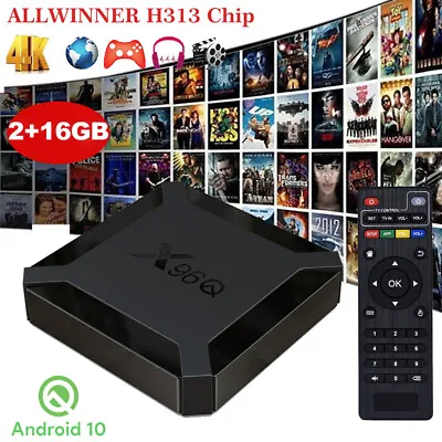 NEW X96Q TV Box 2GB 16GB Quad Core HD 4K HDMI WIFI Media Player Android 10.0 UK • £23.65