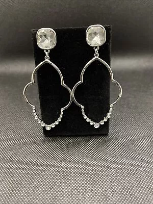 Moroccan Silvertone Crystal Clear Earrings New • $7