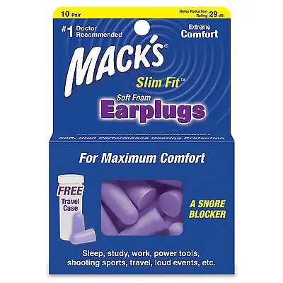 Mack's Slim Fit Soft Foam Earplugs For Sleep Travel Work • £4.99