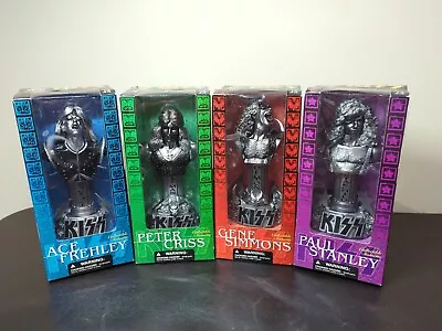 RARE VARIANT 2002 Mcfarlane Toys KISS Collectible PEWTER Statuettes Set Of 4 • $72.69