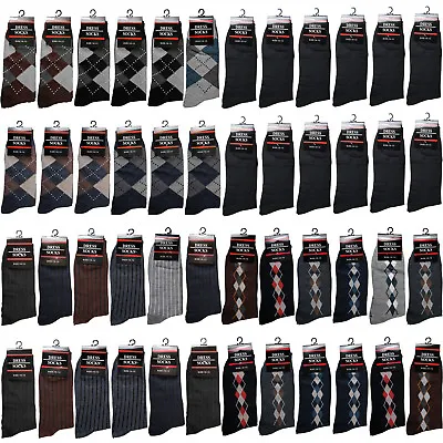 12 Pairs Mens Cotton Work Crew Fashion Casual Dress Socks Size 10-13 Multi Color • $14.99