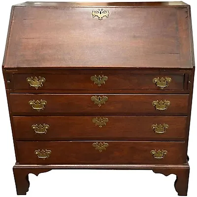 New England Chippendale Maple Slant Front Desk With Great Color Circa 1790 • $1650