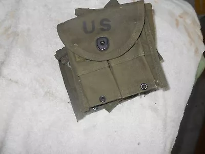 WW2 US GI M-1 Carbine Canvas 2 Pocket Ammo Pouch RAINIER-BELL Mfr Good Shape • $23.95