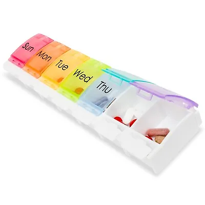 Large 7-Day Pill Case - Weekly Medicine Organizer With Spring Load - Easy Open • $8.99