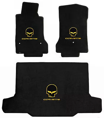 LLOYD MATS Velourtex™ 3pc FLOOR MAT SET 2005-2013 C6 *Yellow Jake/CORVETTE Logos • $363.98