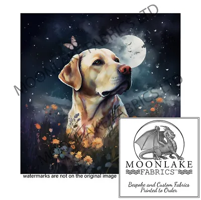 Yellow Labrador  On A Moonlit Night  Fabric Craft Panels In 100% Cotton • £3.45