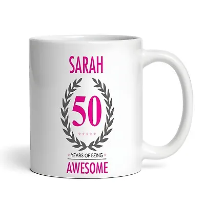 50th Birthday Gift For Women Pink Ladies Birthday Present Personalised Mug • £11.66