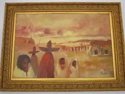 Large Mid Century Modern Painting Mexican Indian Impressionism Landscape Vintage • $1540