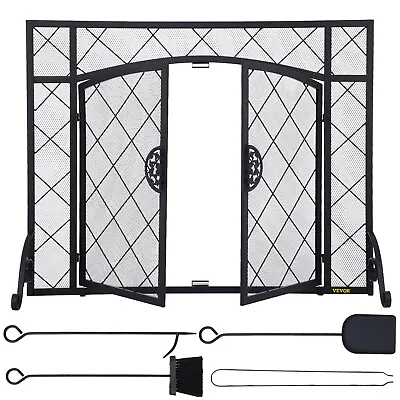 VEVOR Solid Fireplace Screen W/ Double Door Free Standing Fireplace Spark Guard • $209.99