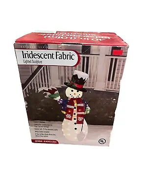 Iridescent Fabric Christmas SNOWMAN 40” Tall Lighted Collapsible Outdoor Decor • $22.98