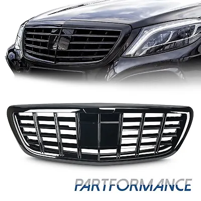 All Black Grill For 13-20 Mercedes Benz S-Class W222 S400 S500 With Camera Hole • $144.99