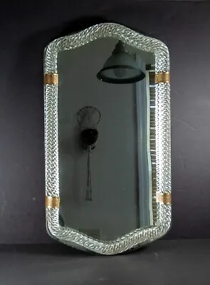 Murano Venetian Twisted Glass Rope Edge Mirrored Vanity Tray With Brass Fittings • $379