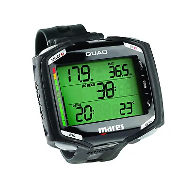 Mares Quad Dive Wrist Mount Computer Scuba Diving Dive Black 414134 BKBK • $349.95