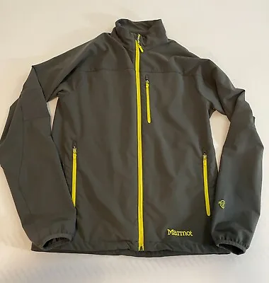 Marmot Tempo Mens Softshell Jacket Slate Grey Yellow Medium Waterproof • $39
