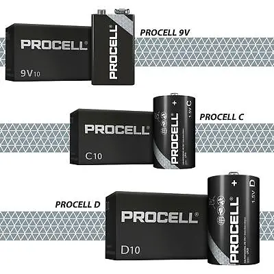 Duracell Procell 9v C D Batteries Industrial Alkaline Pp3 1.5v Lr14 Long Expiry • £2.99
