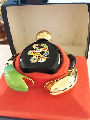 Vintage Niki De Saint Phalle Gold Enamel Double Snake Hinged Bangle Bracelet • $399