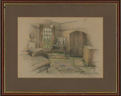 Marjorie C. Bates  - Early 20th Century Lithograph The Bedroom • $160.70