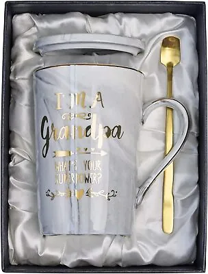 Marble Ceramic Coffee Mug I'm A Grandpa Golden Print Coffee Cup-14oz Gift Grey • $4.99