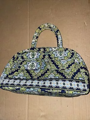 Vera Bradley Cambridge Handbag Purse Green Navy Blue White Floral Paisley Zipper • $15