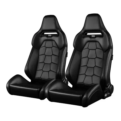 Braum ® Black Leatherette Snakeskin Edition Viper X Reclinable Racing Seats-Pair • $949.99