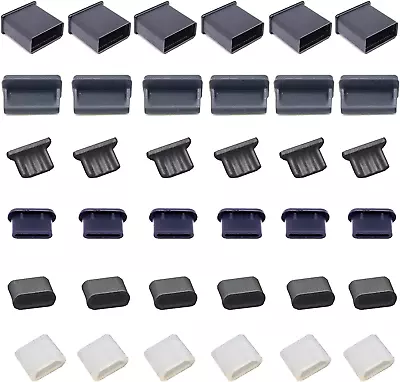 36 PCS 6 Types USB Anti Dust Cover Plugs Silicone Soft Micro USB Cap Port USB C • $12.01