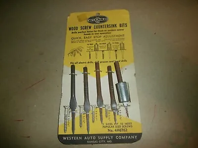 Vintage Western Auto Stores Wizard Wood Screw Countersink Drill Bits On Card • $19.99