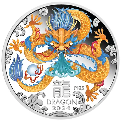 2024 Australia COLORED PROOF Lunar Year Of The Dragon 1oz Silver $1 Coin  P125  • $167.97
