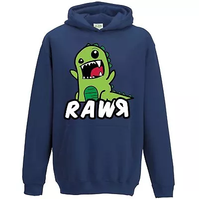 £24.99 • Buy Funny Cartoon Dinosaur Rawr Hoodie Drawing Boys Clothing Clothes Jumper Trex L77
