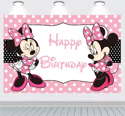 Minnie Mouse Backdrop Kids Birthday Party Background Banner Baby Shower Supplies • $19.77