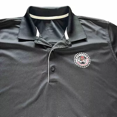 IHL Hockey League Muskegon Lumberjacks BLACK POLO SHIRT Men Polyester Knit Large • $28