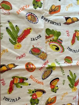 1 Yd Light Weight Flannel  MEXICAN FOOD - Nachos Tacos Burritos Etc • $5.99