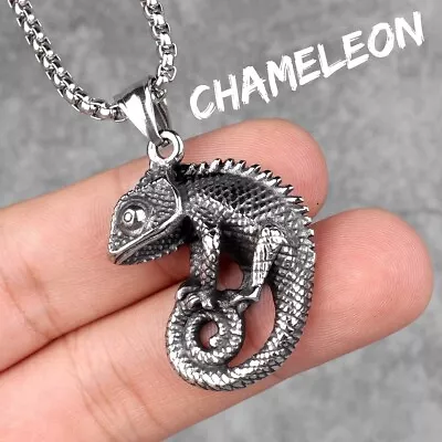 Chameleon Lizard Animal Mens Long Necklaces Pendants Chain Hip Hop Unique 23  • $10.99