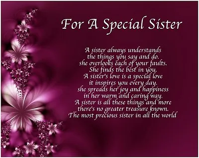 £3.99 • Buy Personalised For A Special Sister Poem Birthday Christmas Gift Present