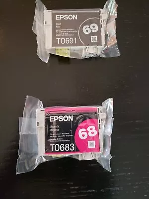 Epson 69 Black Ink 68 Magenta Cartridges. New Open Box Unopened Cartridges. • $29
