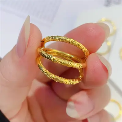 1pcs Pure 999 24K Yellow Gold Band Women Lucky Cherry Flower Ring Us Size:4-9  • $102.51